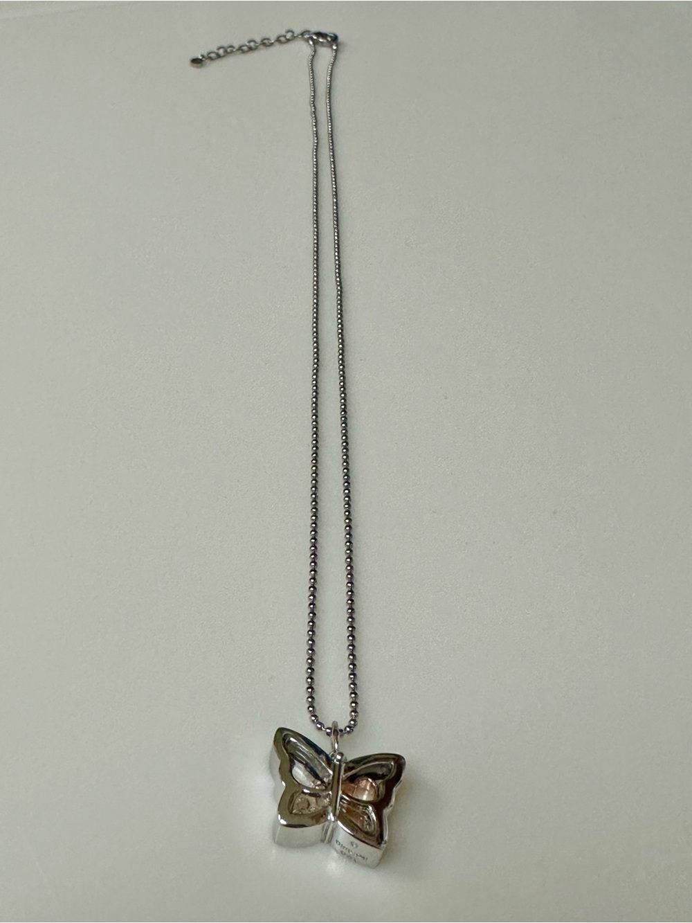 Origami Owl Two-Tone Butterfly Pendant Necklace in Silver and Rose Gold